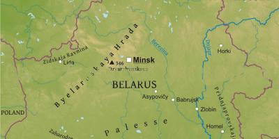 Kart over Hviterussland fysisk